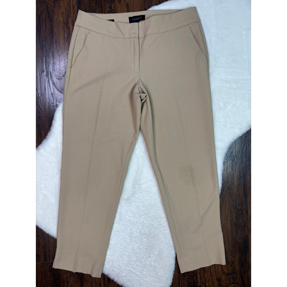 Talbots Dress Pants 8 Tan Signature Fit Straight Leg Ankle Women